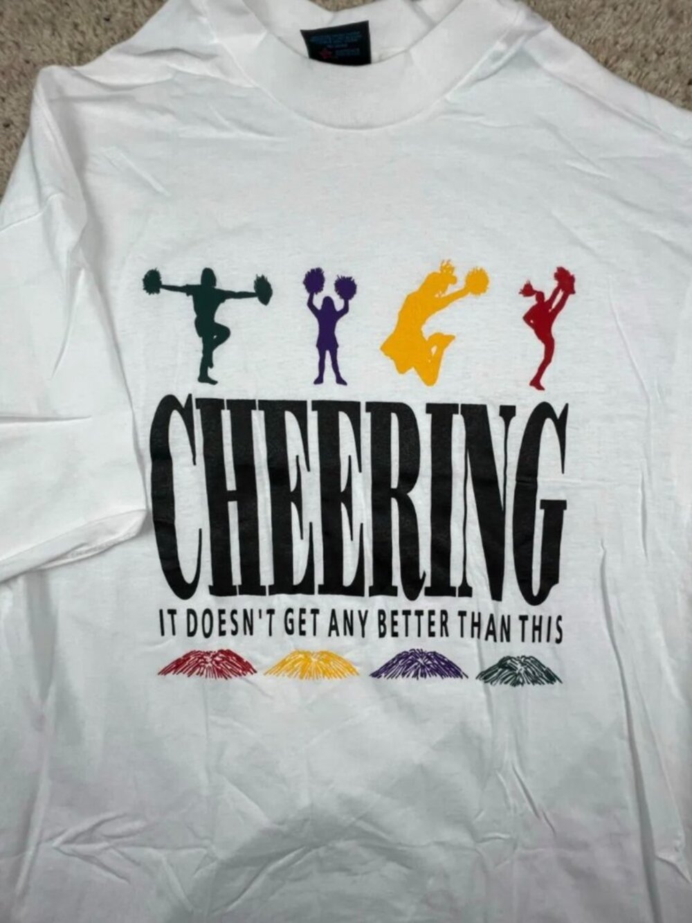 NOS Cheering It Doesn’t Get Any Better Than This White Vintage T-Shirt XL ddstck